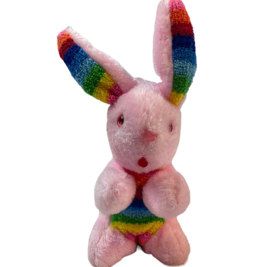 Best Made Toys Easter Bunny, Pink with Red Eyes Rainbow Terrycloth Ears & Torso