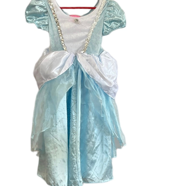 Storybook Wishes Classic Blue Cinderella Ballgown, Chiffon & Satin Overskirts and Silver Trim GUC