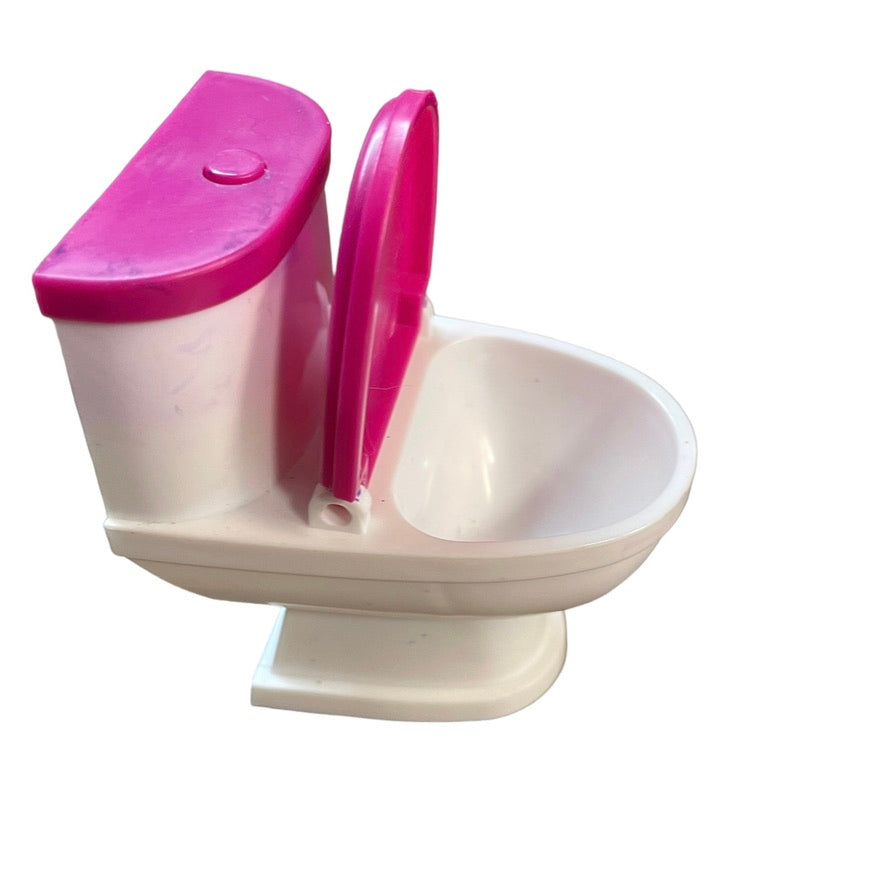 Barbie Pop Up Camper Replacement Toilet with Flushing Sounds, Pink and White