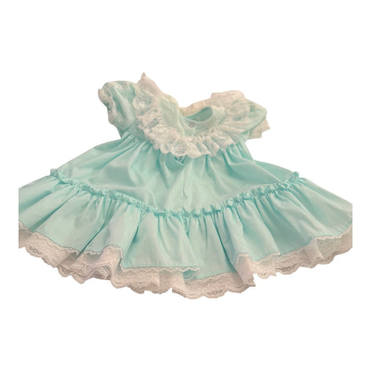 Vintage Mini World Circle Party Dress Size 3T Mint Green/White Lace Embellishment