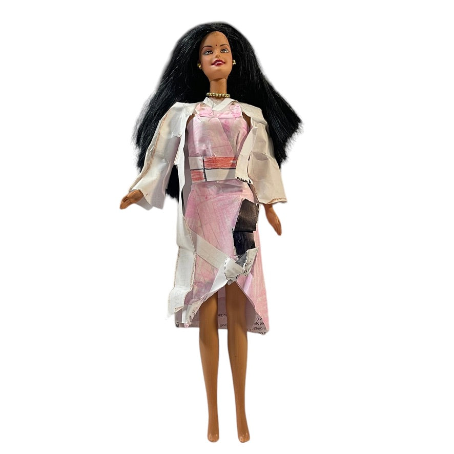 Gorgeous Vintage Indian Barbie,Vermillion Bindi, Luxurious Black Hair, Jewellery & Ingenious Paper Clothing