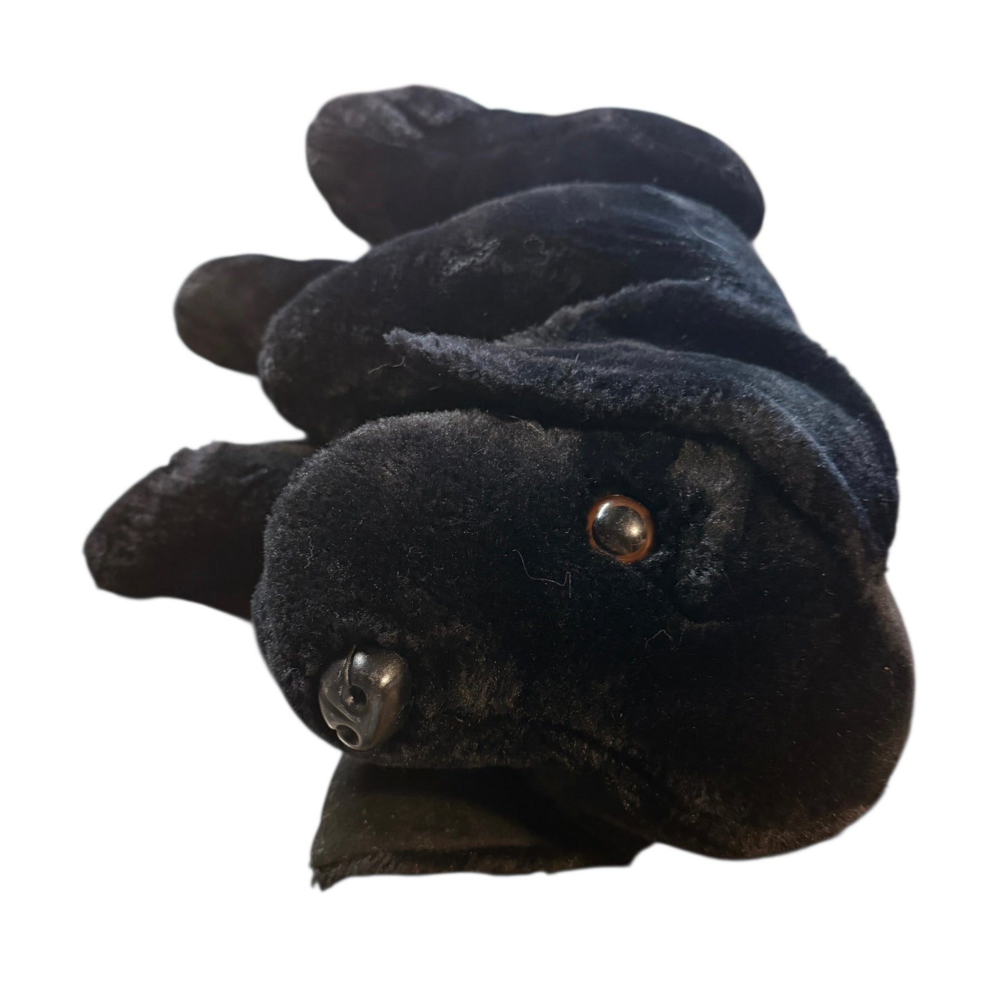 22" Labrador Retriever Plush Stuffed Animal Toy, Sleek Black Coat, Shiny Glass Eyes, EUC