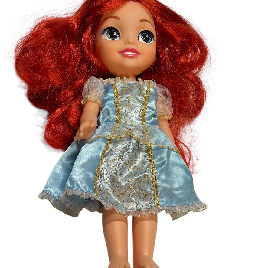 Disney Jakks Pacific Princess Ariel Toddler Doll with Luxurious Red Hair, Tiara, Blue & Gold Dress