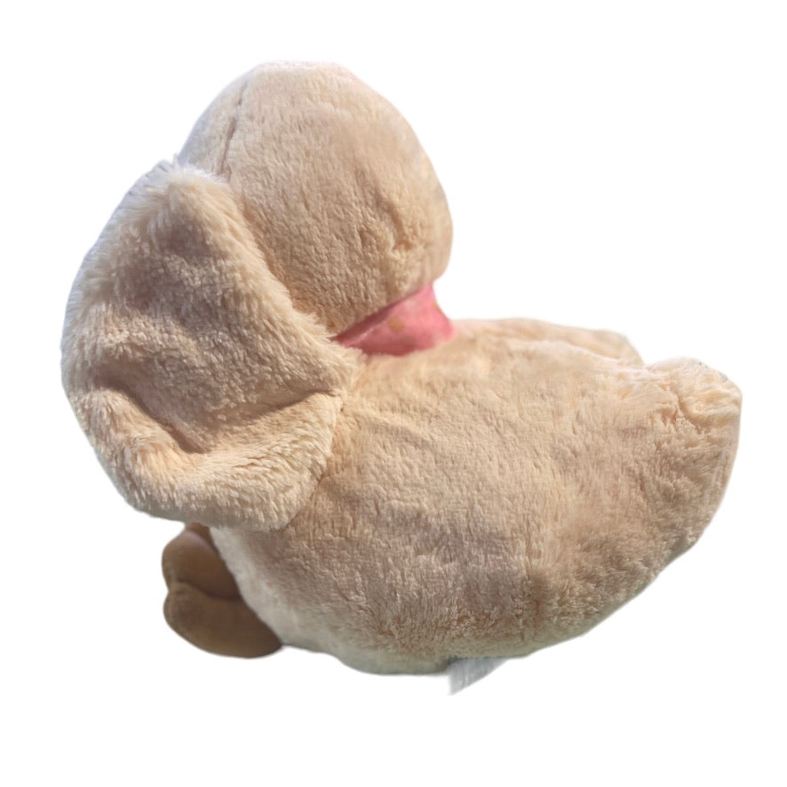 Diddy Duck, Ultra Soft Deep Cream 10" Russ Berrie Stuffed Duckling PinkBow Embroidered Eyes