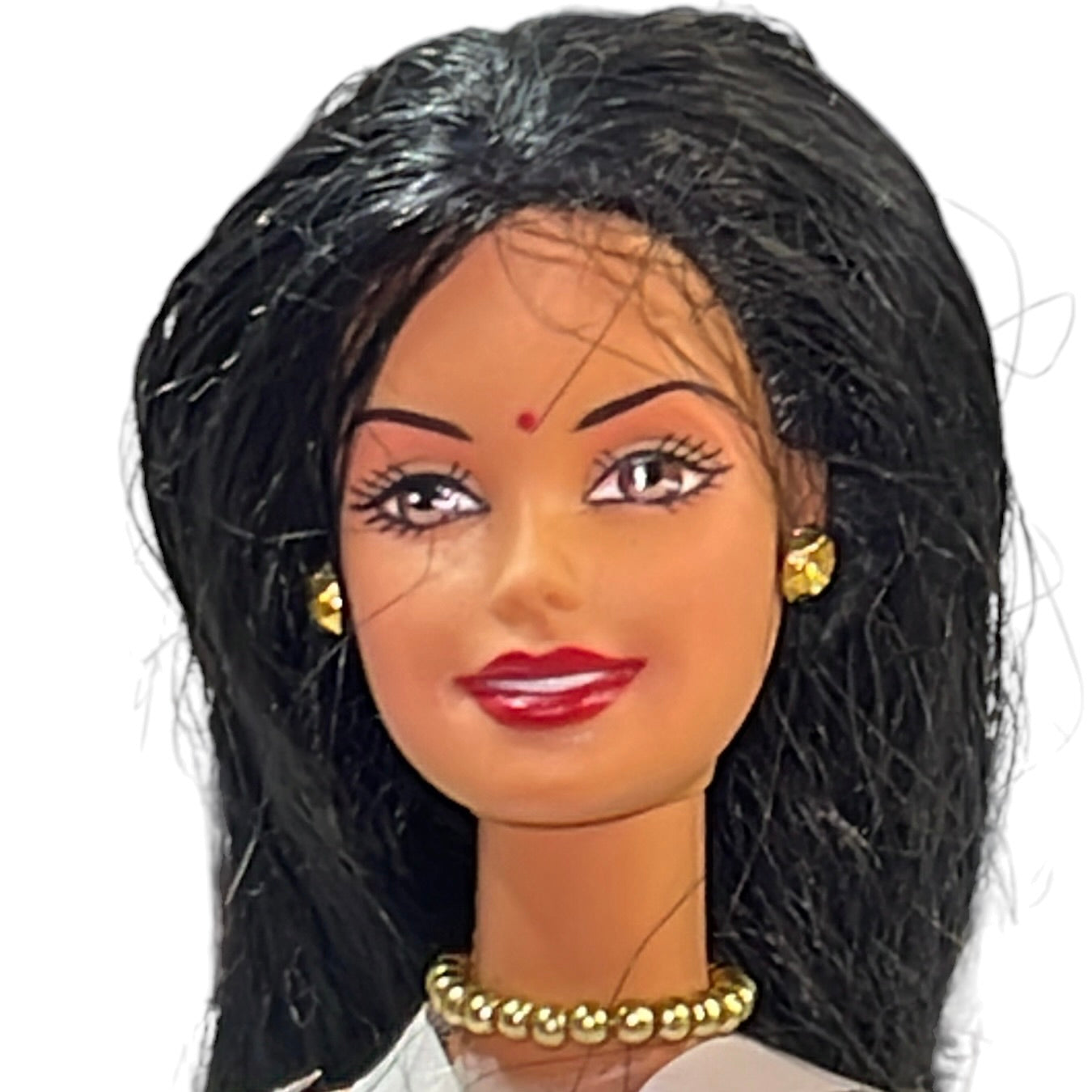 Gorgeous Vintage Indian Barbie,Vermillion Bindi, Luxurious Black Hair, Jewellery & Ingenious Paper Clothing