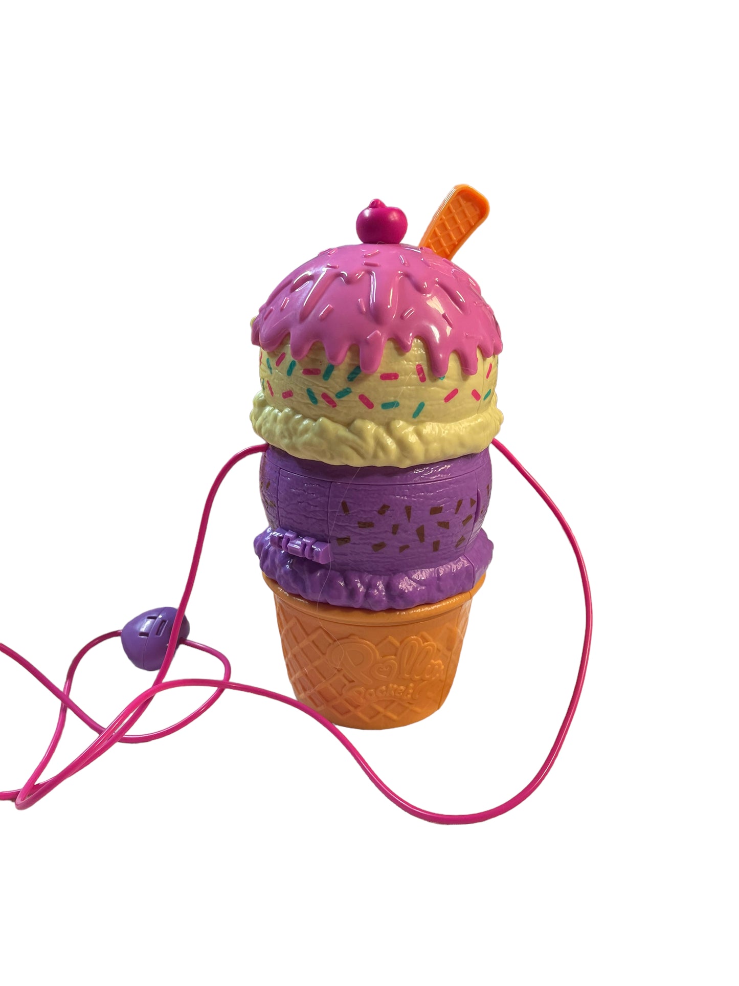 Polly Pocket Spin & Surprise Compact Ice Cream Cone Playground with Sprinkles & a Cherry on Top!