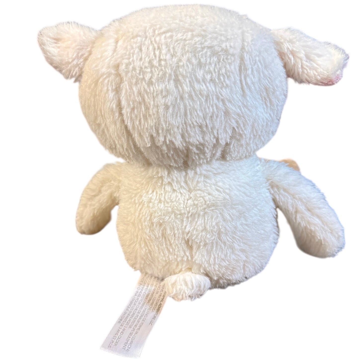 Animal Adventure Plush LAMB / Sheep, Cream with Sewn Features, Pink Ears & Tan Hooves