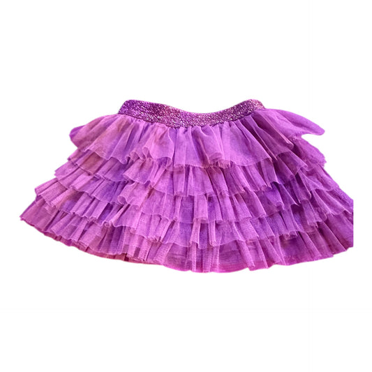 Old Navy 5 Ruffle Mini Skirt Tutu, Silky Lining & Purple Tulle Sparkly Waist, 3-6m  EUC