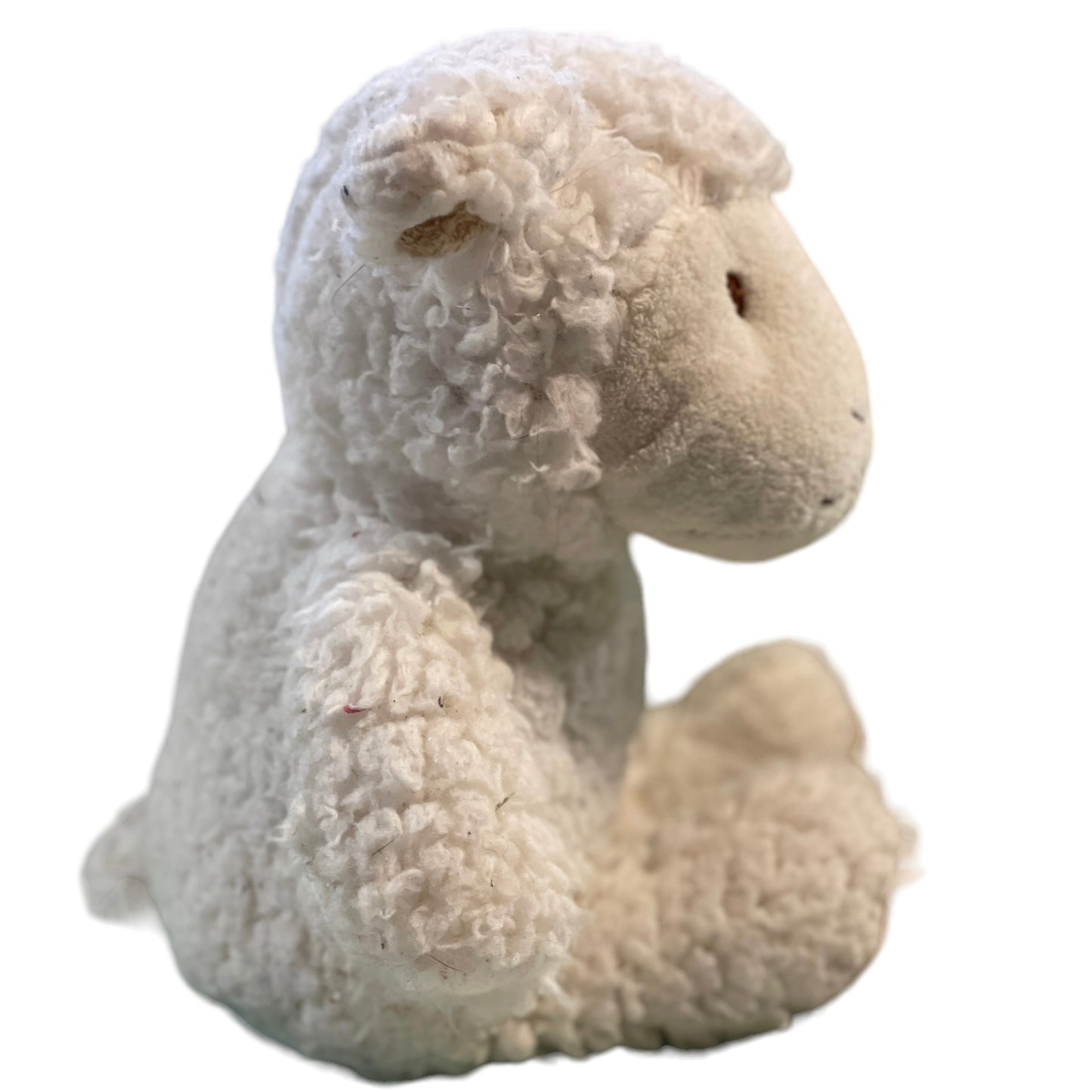 Cream Sheep/Lamb with Wooly Coat, Tan Ears & Embroidered Face, 11" in Good Preowned Condition