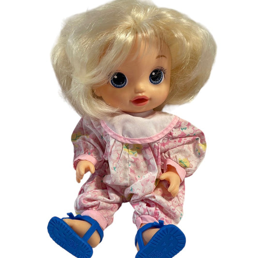 Baby Alive Vinyl 13" Doll Blond Blue Eyed Darling with Pretty Blue Sandals!