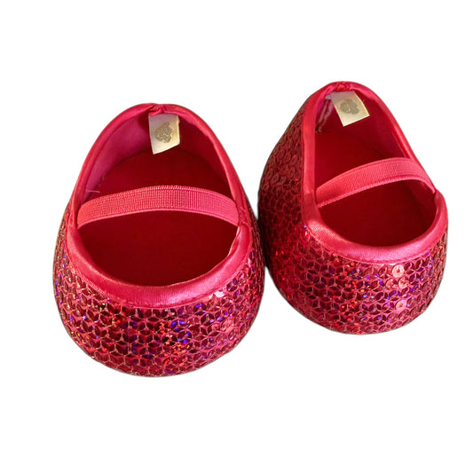 Build=A-Bear Hot Pink Sparkle Sequinned Mary Jane Shoes in Very Good Preowned Condition