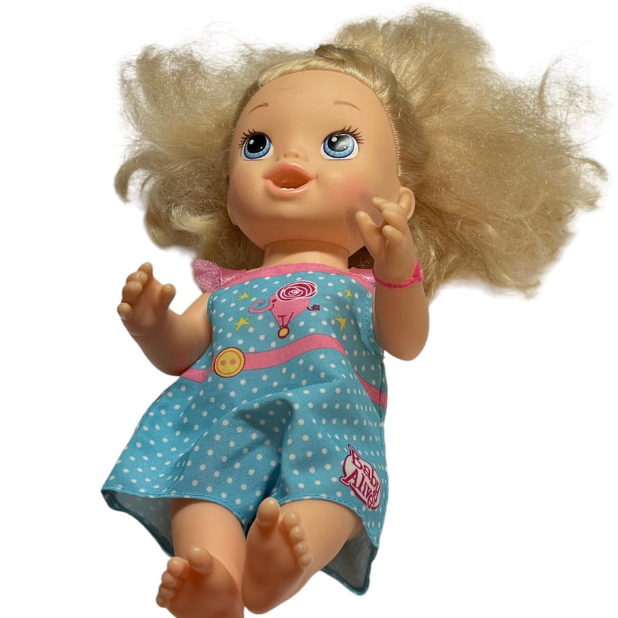 Baby Alive 12" Doll, Long Blond Hair & Blue Eyes, Pink Heart Bracelet and Baby Alive Romper