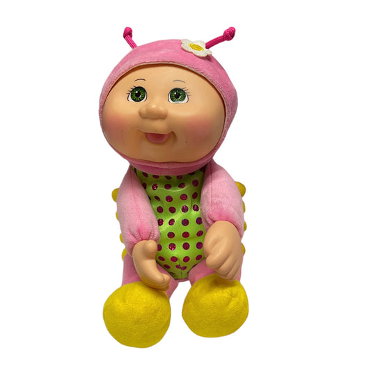 Cabbage Kids Enchanted Forest Friends Vivian Caterpillar 9" Pink & Green Shiny Polka Dotted Tummy