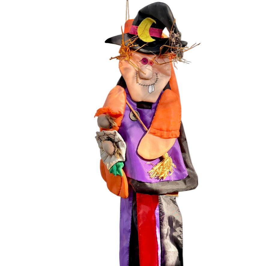 Halloween Nylon Windsock by Dandee, Adorable Witch with Streamers in GUC