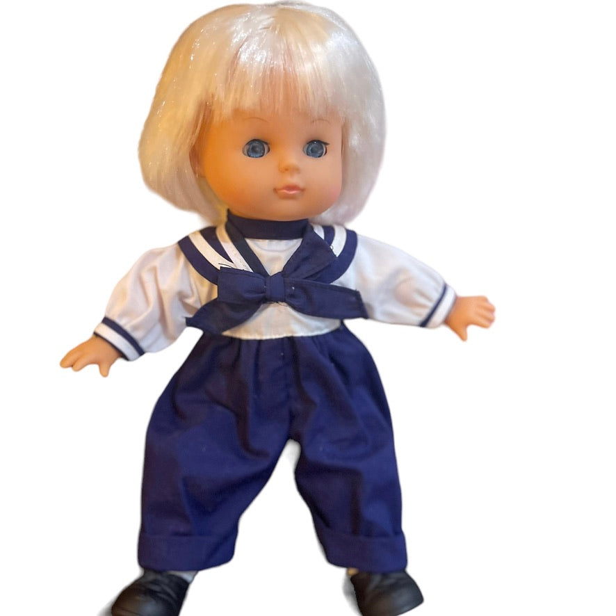 Gigo Toys Vintage 'Boy' Twin Baby Doll Platinum Hair, Sailor Suit, So Cute!