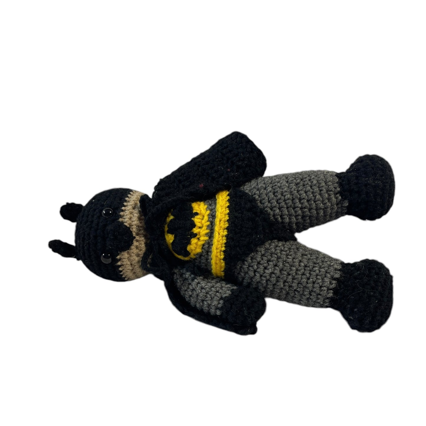 Crocheted 12" Batman Plush Doll with Cape and Insignia in Excellent Preowed Condition