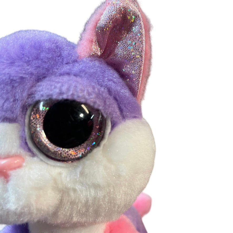 Russ Li'l Peepers Lucky Pink & Purple Colour Block Cat Stuffed Animal Sparkle Ears & Eyes