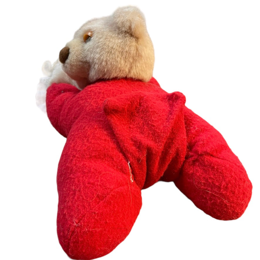 Ultra Cuddly Vintage Sleepy Teddy Bear, Red Drop Seat PJ's, Eyelet Pillow NT