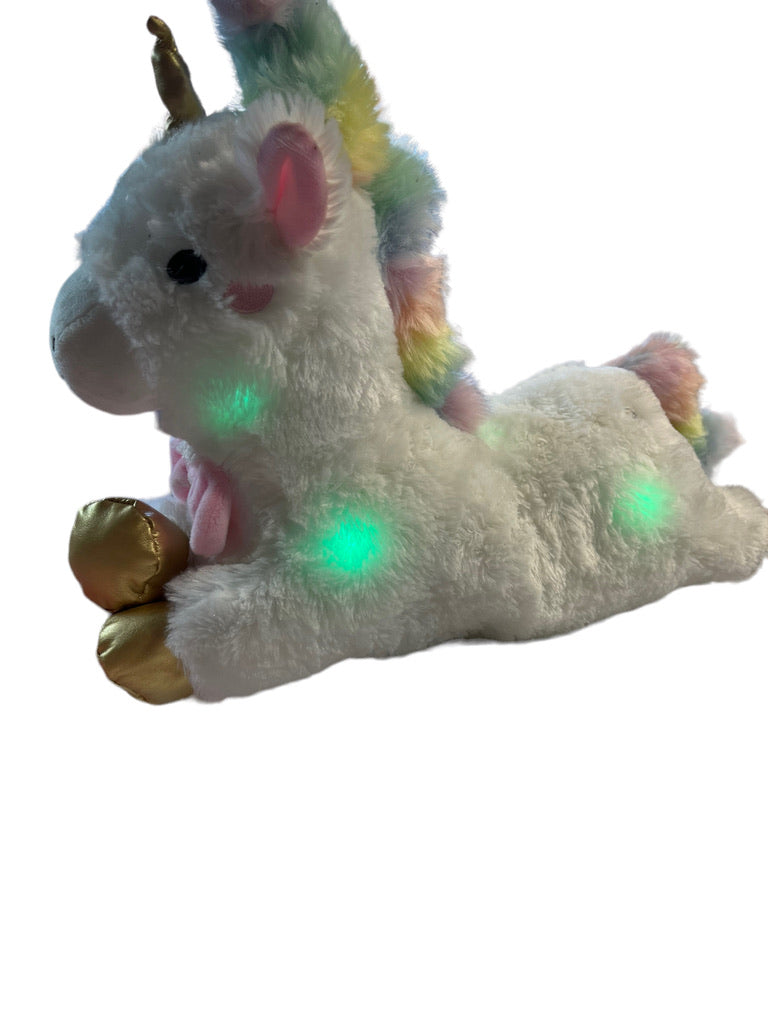 17"FAO Schwartz Unicorn LED Light Up Ultra Soft Plush Unicorn Rainbow Mane EUC