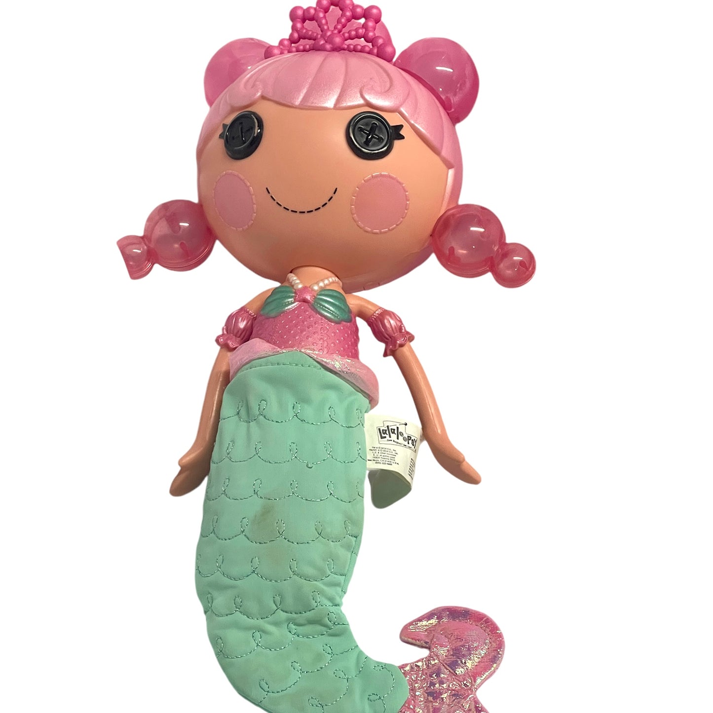 Lalaloopsy Bubbly Mermaid Pearly Seafoam Doll 14" Pink Bubble Hair & Tiara,  Bath Time Fun!