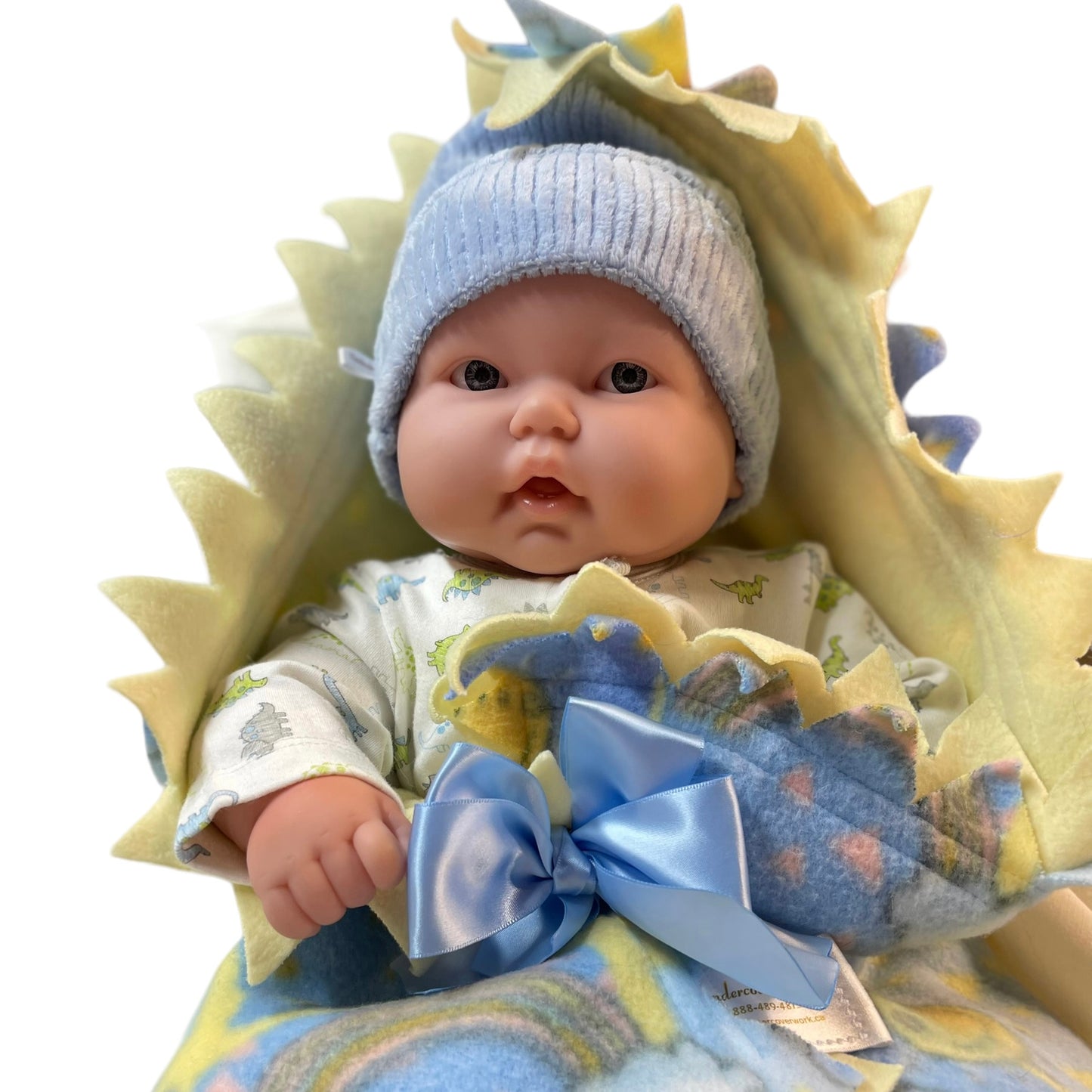 JC Toys 20" Soft Bodied Baby Doll in 'Little Me' Dinosaur Sleeper & Handmade Hat and Blanket