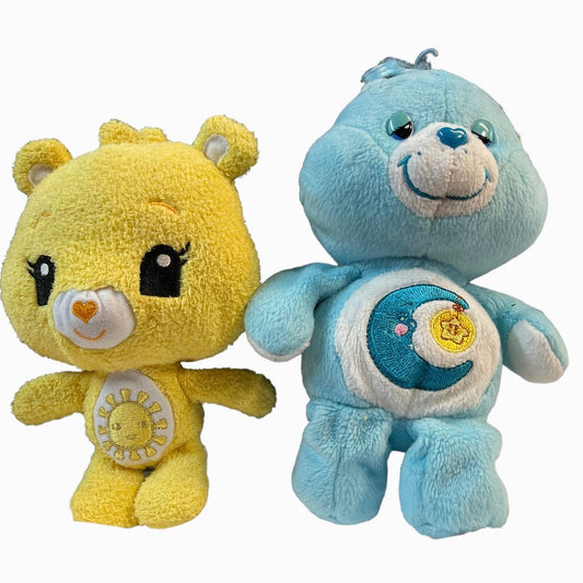 7" Care A Lot Funshine Bear & 8" Blue Bedtime Bear Vintage in GUC