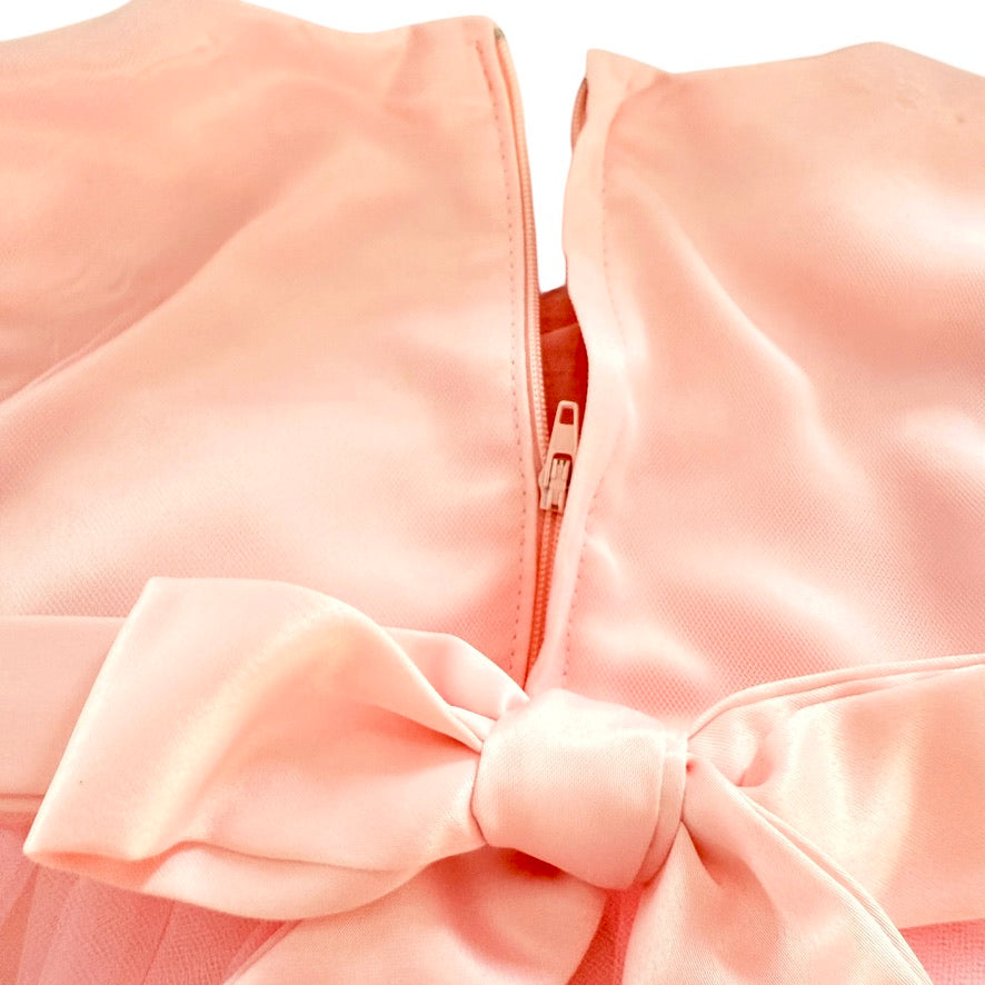 Exquisite Pink Chiffon & Lace  Baby Party Dress, Satin Bow & Rosette Embellshment