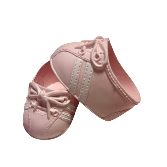 Cabbage Patch Kids Soft Pink Moulded Baby Doll Shoes, Double White Stripe on the Sides EUC