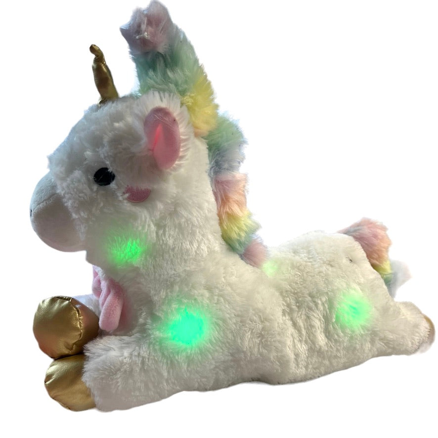 17"FAO Schwartz Unicorn LED Light Up Ultra Soft Plush Unicorn Rainbow Mane EUC