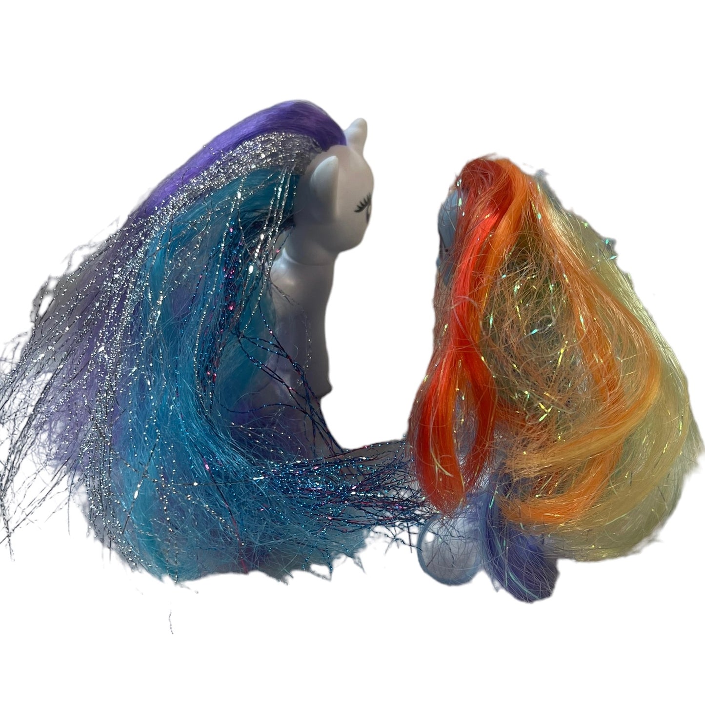 Sparkly My Little Pony 2010 Lot of 2,  Rainbow Dash & Rarity with Tensile Hair