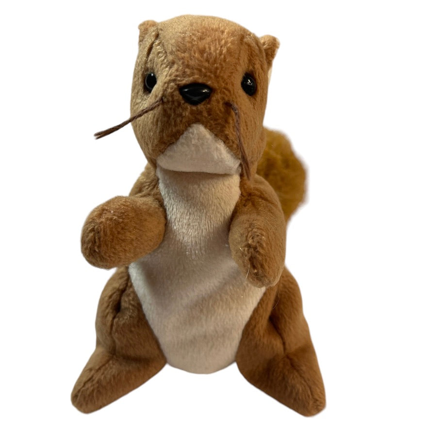 TY Beanie Baby, 'NUTS' the Squirrel Retired 1996, Stuffed Animal Plush 6" Woodland