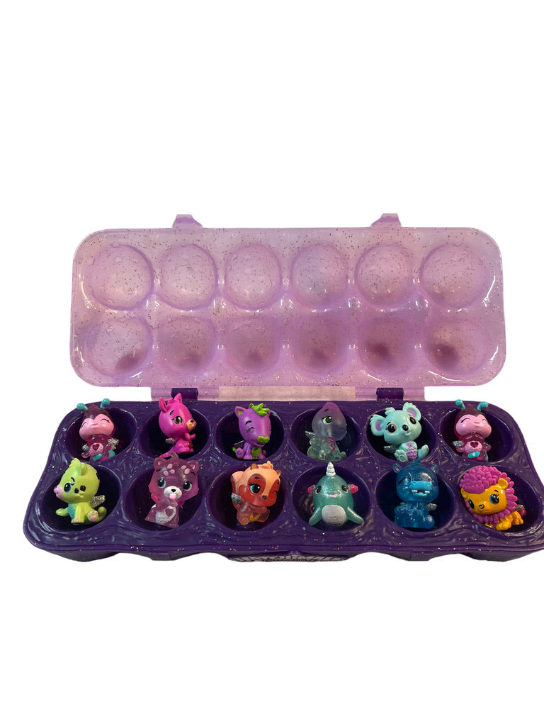 Hatchimal Colleggtibles Purple Egg Carton with Mixed Lot of 12 Hatchimals