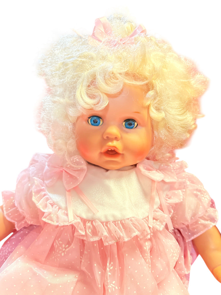 Lovely Platinum Haired 20" Realistic Baby/Toddler Doll, Blue Open/Shut Eyes & Two Tiny Teeth!