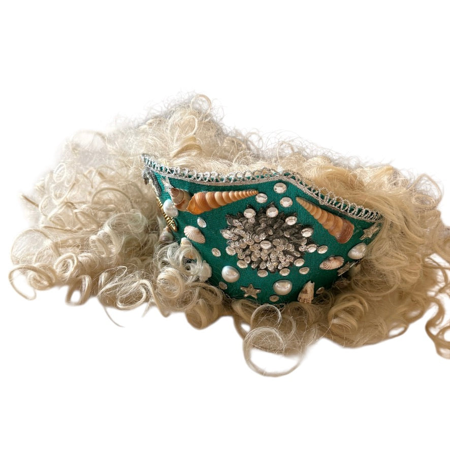 Mermaid Wig, Long Luxurious Platinum Curls & Jewelled , Embellished Headpiece  in GUC