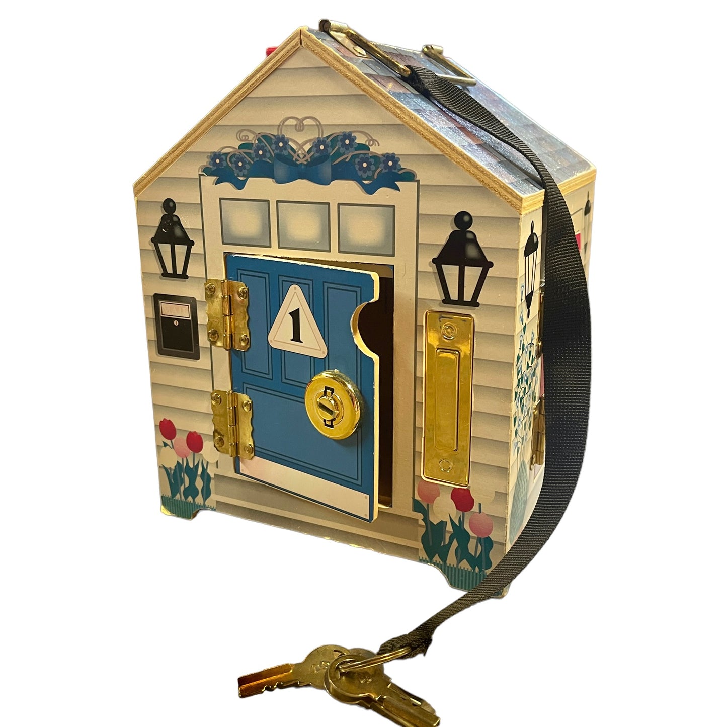 Wooden Doorbell House by Melissa & Doug with 4 Working Locks & Keys, Working Doorbells