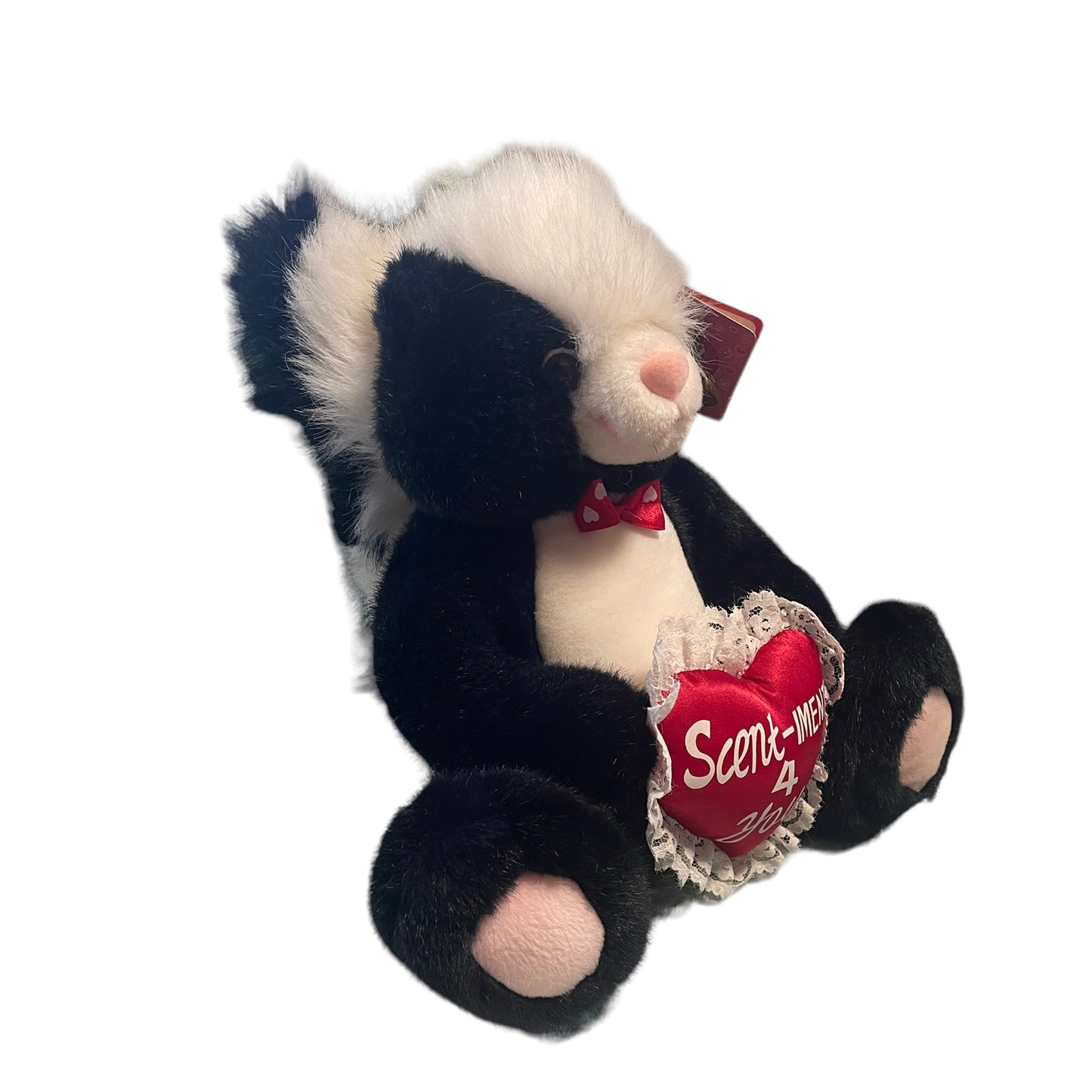 Fiesta 1998 'Scent-imental' Skunk Plush Black & White, Red Lace Trimmed Heart in EUC