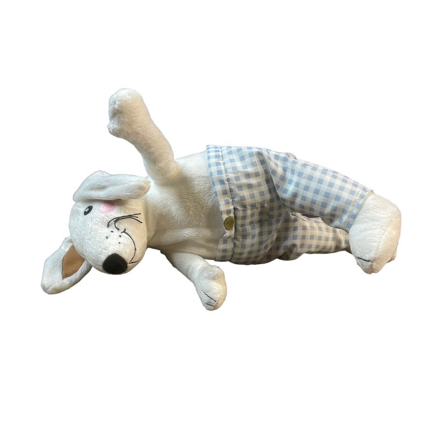 Ikea Skogshare White Rabbit Plush Blue Checked Pants, Long Black Whiskerss