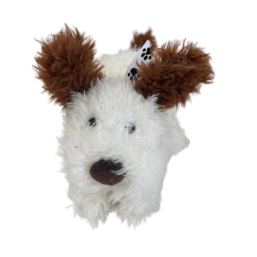 Jellycat Playful Pup, 'Buster' Shaggy White, Brown Ears & Tail, Super Sweet!