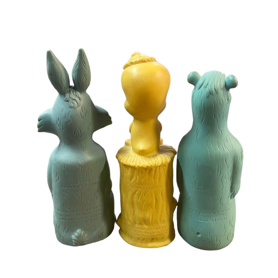 Vintage Tweety Bird, Baloo & Bugs Bunny Colgate Palmolive Soakies Vinyl Shampoo Bottles in GVC