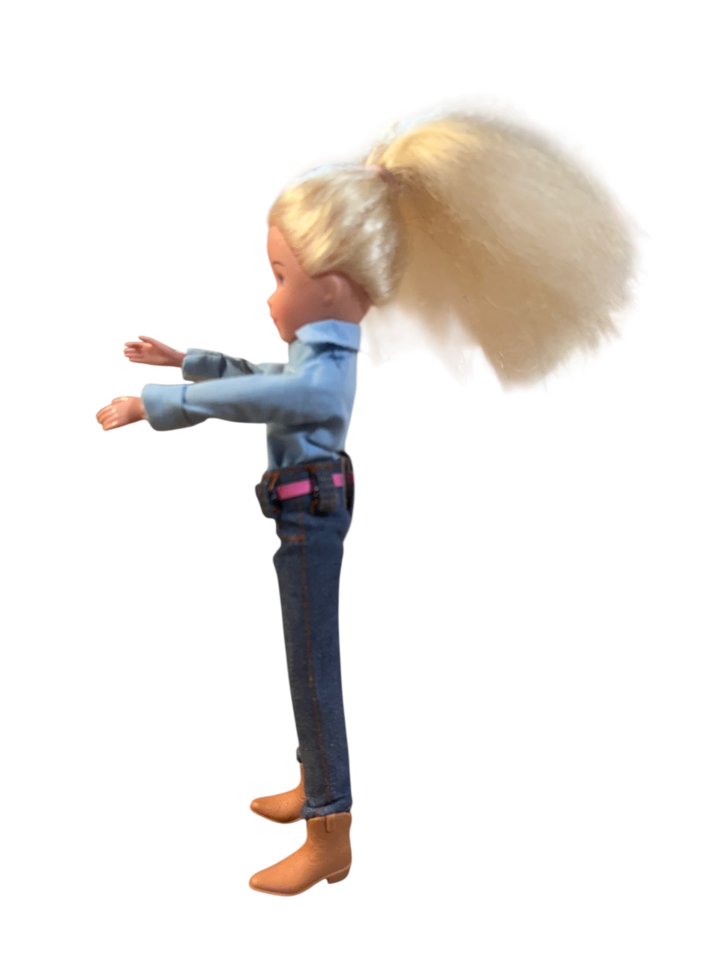 Paradise Kids 10" Blond Western Cowgirl Doll Denim Outfil, Cowboy Boots & Fancy Belt Buckle