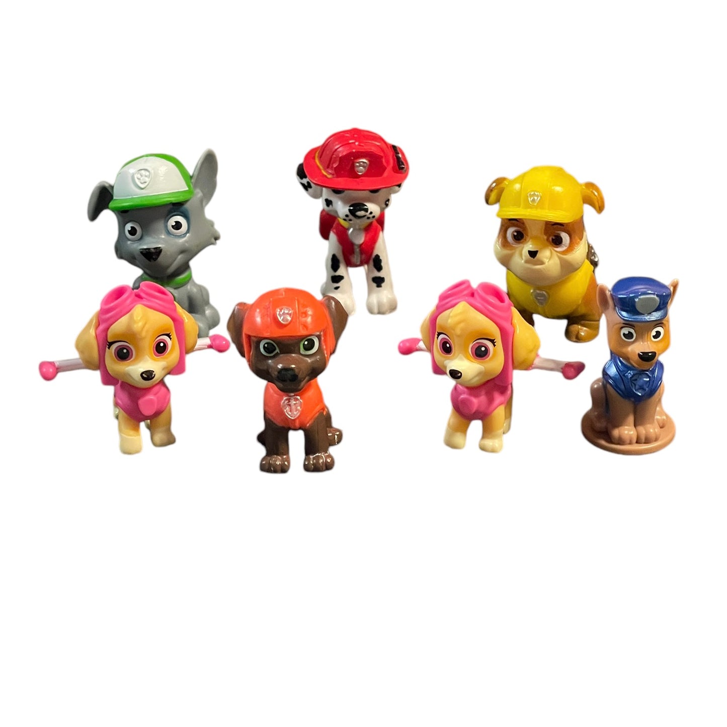 Paw Patrol  Lot of 7 Tiny Action Figures 1-2",  Toys or Cake Toppers in Very Good Preowned Condition