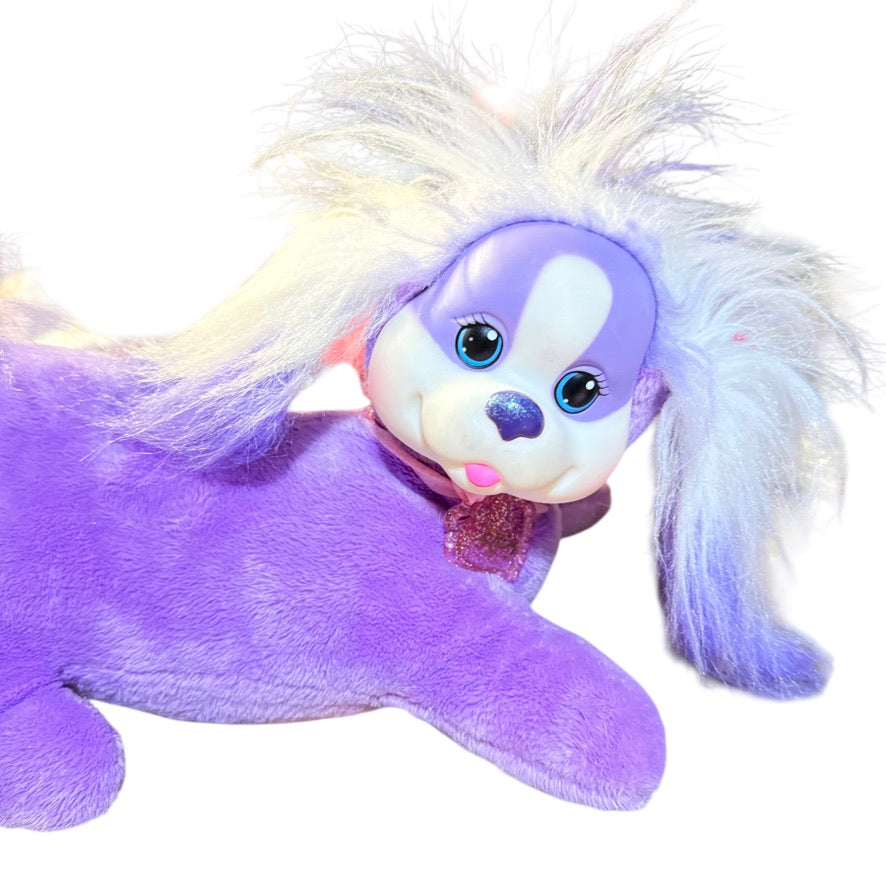 Purple Puppy Surprise with Pink Sparkly Heart Necklace and 1 Adorable Rainbow Baby, in GUC