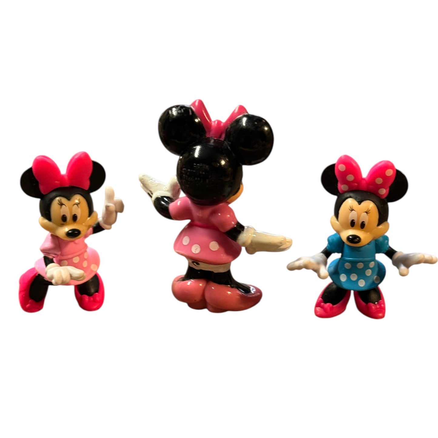 Lot of 3 Classic Minnie Mouse Action Figures for Cake Toppers High Heels, Polka Dots & Bow