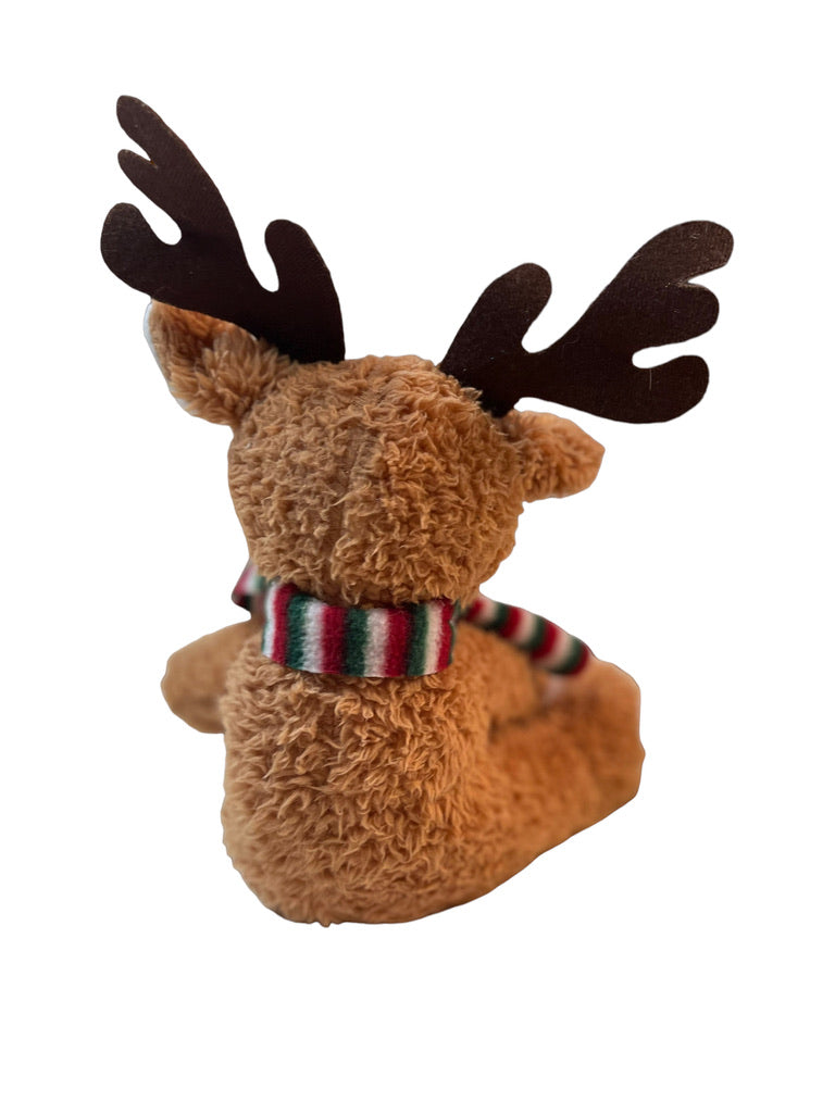 Hug Fun Cuddly 8" Plush Reindeer with Striped Scarf & Felt Antlers