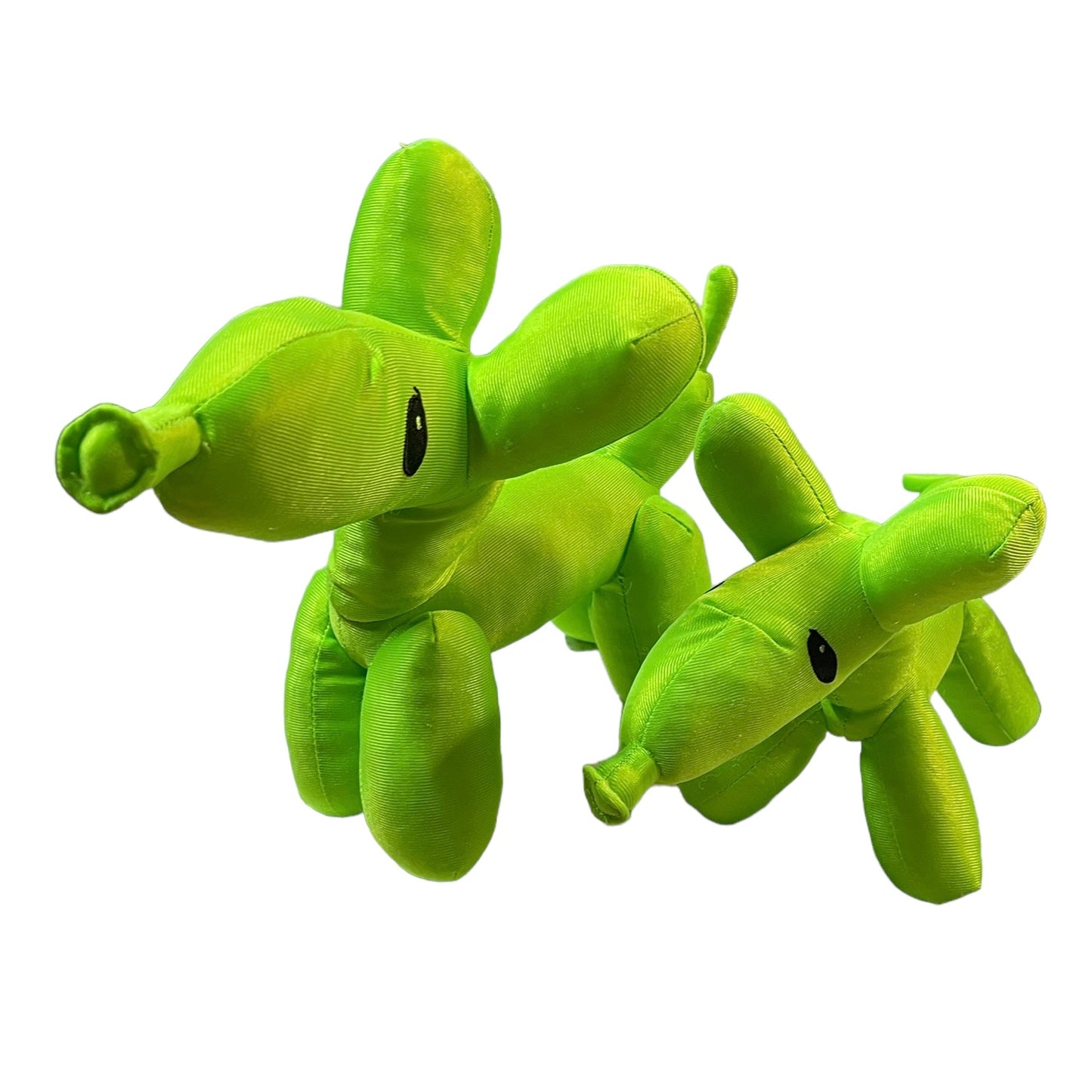 Balloon Animal Dogs, Lot  of 2 Nylon NANCO Neon Green Plush Toys in EUC