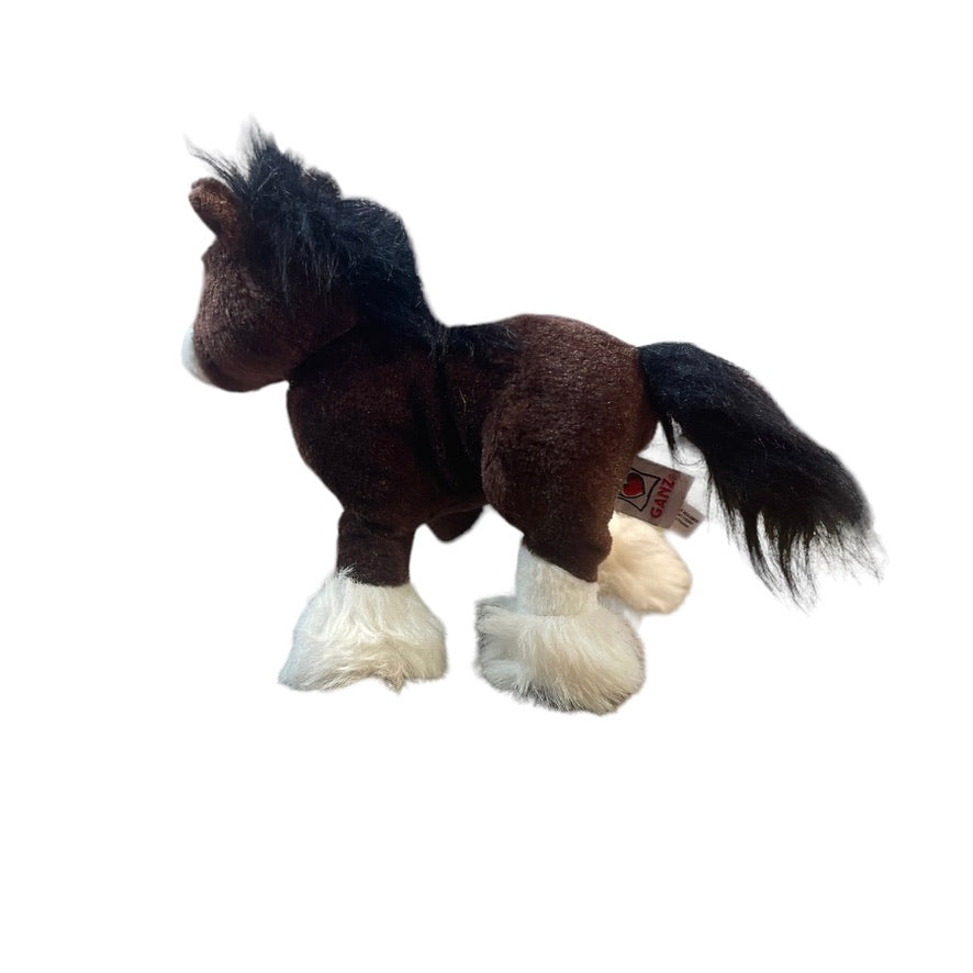 Ganz Webkins Clydesdale Horse, Black &  Brown with Shaggy White Feet -No Code