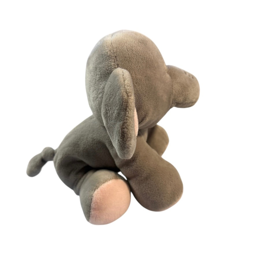 Velvety Grey & Pink KellyToy 8" Stuffed Elephant Plush Lovey Rattle/ Crinkle Toy with Knotted Tail