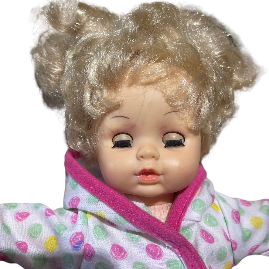 Citi Toy Baby Doll, Vintage 1980's Soft Body, Sleepy Eyes, Blond Hair, GUC