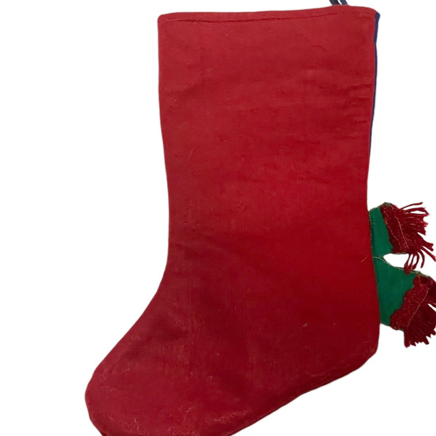 Santa 3D  15" Bright Felt Christmas Stocking with Embroidered Eyes and Bright Appliques