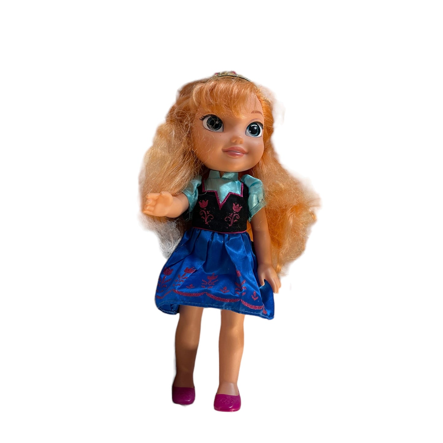 Disney's Frozen Anna Toddler in Original Outfit with Tiara & Shoes GUC